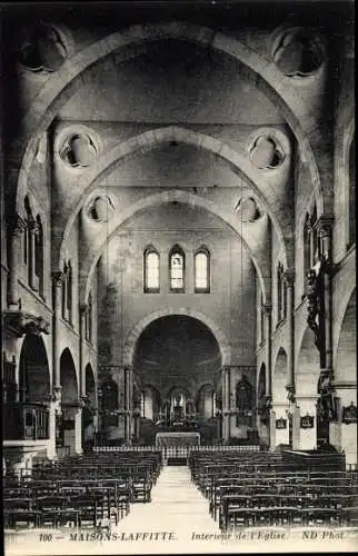 Ak Maisons Laffitte Yvelines, Intérieur de l'Église