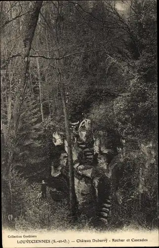 Ak Louveciennes Yvelines, Château Dubarry, Rocher et Cascades