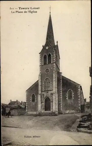 Ak Tavers Loiret, La Place de l'Église