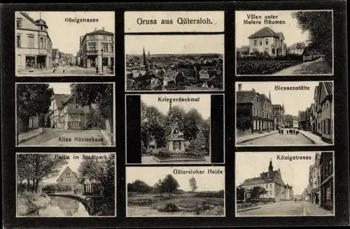 Ak Gütersloh in Westfalen, Königstraße, Altes Küsterhaus, Partie im Stadtpark, Königstraße