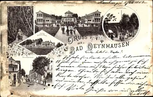 Litho Bad Oeynhausen in Nordrhein Westfalen, Thermalbad, Wandelbahn, Birkenallee, Klosterstraße