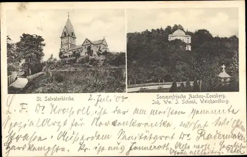 Ak Aachen in Nordrhein Westfalen, St. Salvatorkirche, Sommerfrische Aachen Lousberg