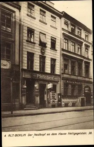 Ak Berlin Mitte Der Neidkopf an dem Hause Heiligegeiststraße 38