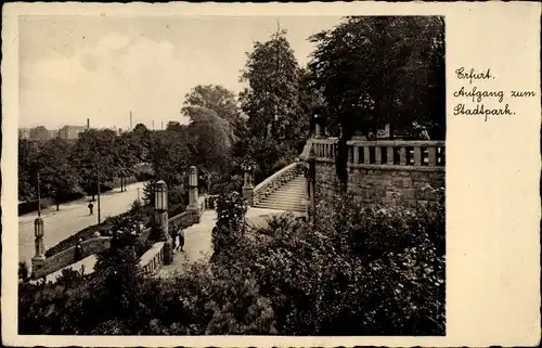 Ak Erfurt, Aufgang zum Stadtpark