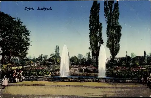 Ak Erfurt, Stadtpark, Fontainen
