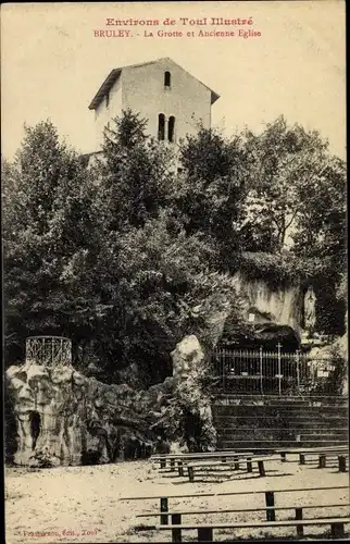 Ak Bruley Meurthe et Moselle, La Grotte et Ancienne Eglise