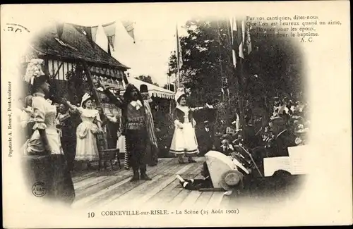 Ak Corneville sur Risle Eure, La Scène, 25 Août 1901