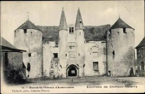 Ak Château Thierry Aisne, Ruines du Château d'Armentieres