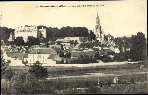 Ak Chateauneuf sur Cher en Cher, Vue générale