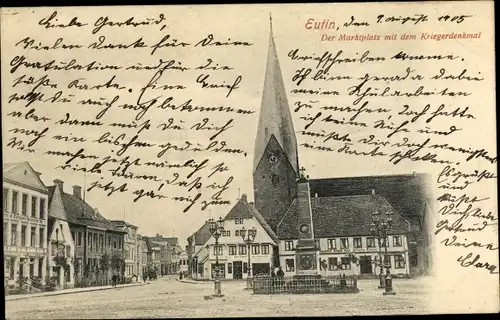 Ak Eutin in Ostholstein, Marktplatz, Kriegerdenkmal, Kirche