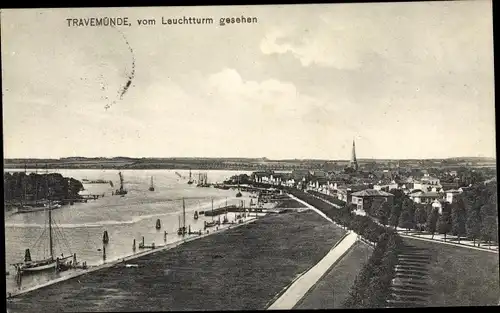 Ak Travemünde Lübeck Schleswig Holstein, Panorama vom Leuchtturm gesehen