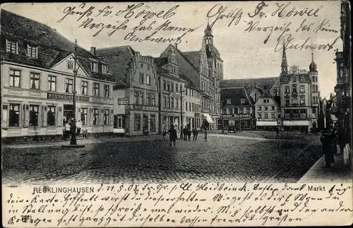 Ak Recklinghausen im Ruhrgebiet, Markt, Märkischer Hof