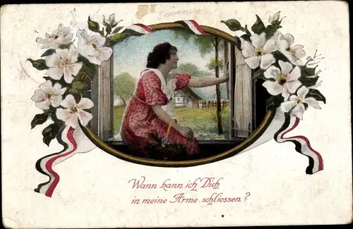 Passepartout Ak Wann kann ich dich in meine Arme schließen, Kriegsgefangenenpost Tengern