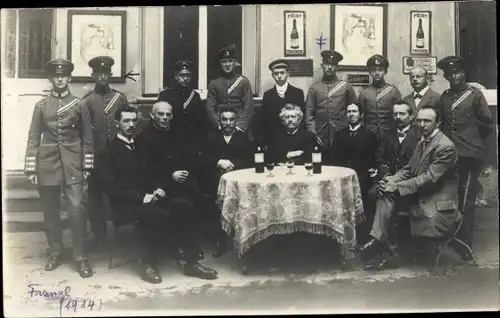 Foto Ak Deutsche Soldaten 1916, Gruppenbild, Franzl 1914, Feist Trocken Werbung