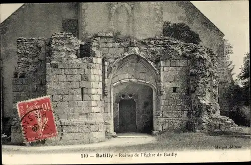 Ak Batilly Loiret, Ruines de l'Église