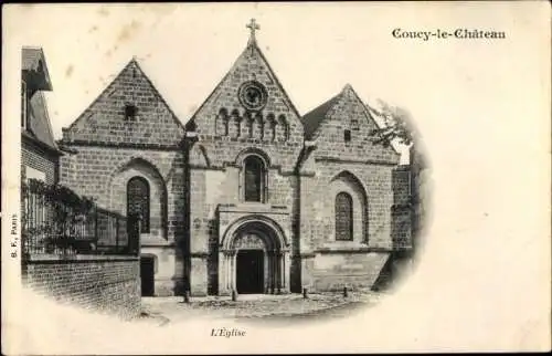 Ak Coucy le Château Aisne, L'Eglise