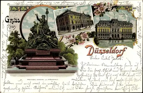 Litho Düsseldorf am Rhein, Provinzialdenkmal, Tonhalle, Ständehaus