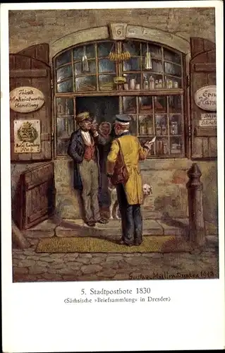 Künstler Ak Müller, Gustav, Stadtpostbote 1830, Geschäft