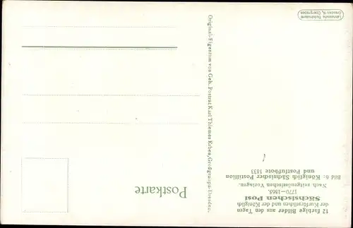 Künstler Ak Müller, Gustav, Königlich Sächsischer Postillion und Postfußbote 1833