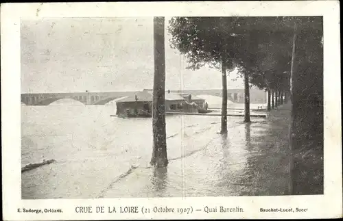 Ak Loiret, Crue de la Loire, 21 Octobre 1907, Quai Barentin