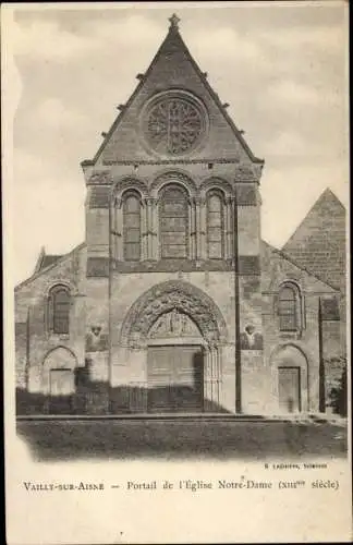 Ak Vailly sur Aisne en Aisne, Portail de l'Eglise