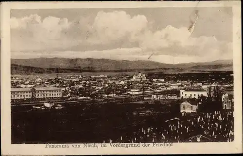 Ak Niš Nisch Serbien, Panorama, Friedhof