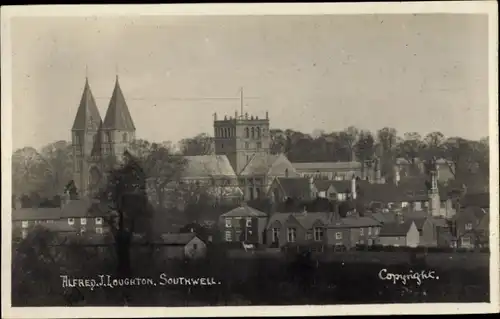Ak Southwell Nottinghamshire East Midlands, Blick auf den Ort, Kirche, Minster