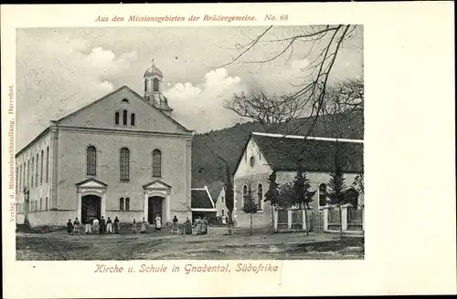 Ak Gnadental Südafrika, Kirche und Schule, Missionsgebiete der Brüdergemeine No. 68