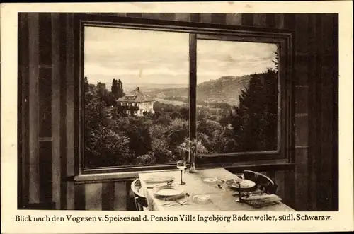 Ak Badenweiler am Schwarzwald, Blick nach den Vogesen vom Speisesaal der Pension Villa Ingebjörg