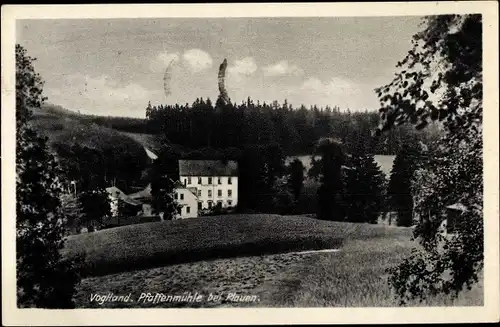 Ak Pfaffenmühle Jößnitz Vogtland, Gasthaus, Wald