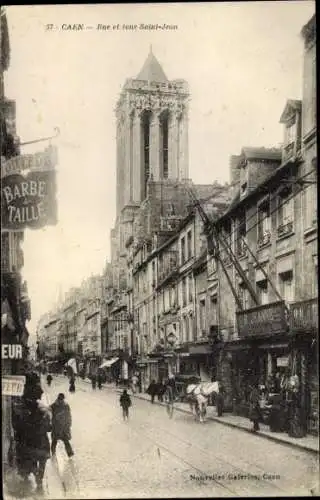 Ak Caen Calvados, Rue et Tour Saint Jean