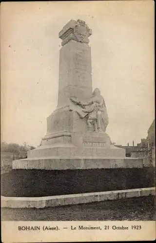 Ak Bohain Aisne, Le Monument