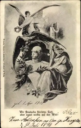 Künstler Ak Fürst Otto von Bismarck, Portrait, Engel