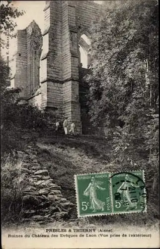 Ak Presles et Thierny Aisne, Ruines du Chateau de Laon