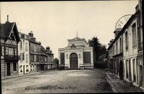 Ak Pont L'Eveque Calvados, la Place du Theatre