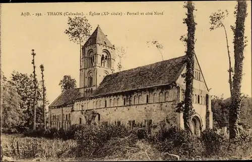 Ak Thaon Calvados, Eglise, Portail et cote Nord