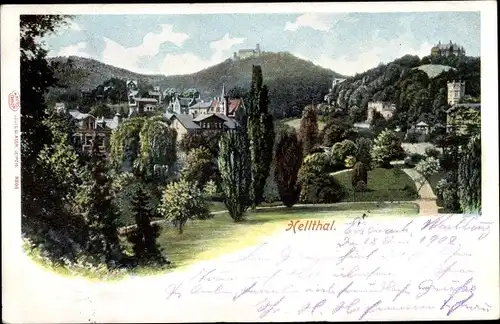 Litho Lutherstadt Eisenach Thüringen, Hellthal, Panorama, Villen