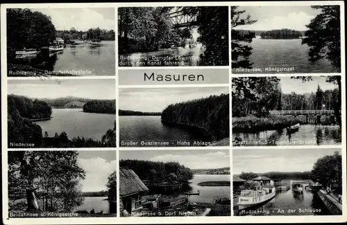 Ak Mazury Masuren Ostpreußen, Rudczanny, Niedersee, Schleuse, Cruttinnafluss, Beldahnsee