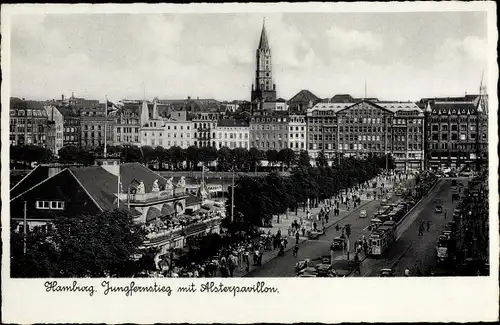 Ak Hamburg, Jungfernstieg mit Alsterpavillon