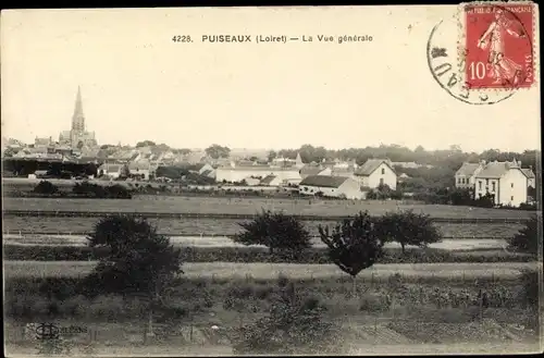 Ak Puiseaux Loiret, La Vue générale