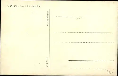 Künstler Ak Masek, K., Plzeň Pilsen Stadt, Wäscherinnen, Gebäude