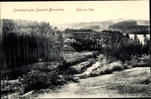 Ak Benesov Beneschau Mittelböhmen, Blick am Steg, Landschaft