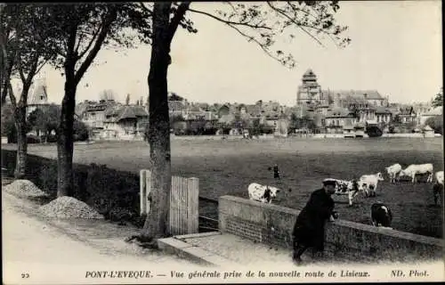 Ak Pont l Eveque Calvados, Vue generale prise de la nouvelle route de Lisieux