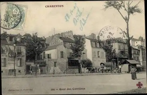 Ak Charenton Val de Marne, Quai des Carrieres, Geschäfte