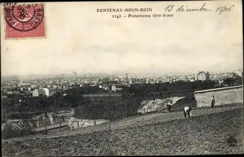 Ak Fontenay sous Bois Val de Marne, Panorama Cote Ouest, Blick auf den Ort