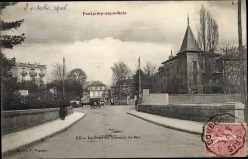 Ak Fontenay sous Bois Val de Marne, Le Pont du Chemin de Fer