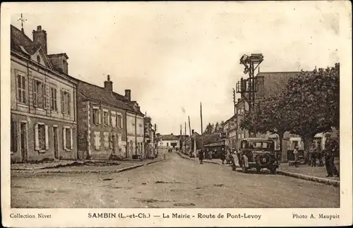 Ak Sambin Loir et Cher, Mairie, Route de Pont Levoy