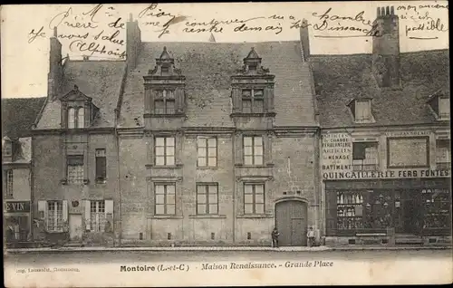 Ak Montoire sur le Loir Loir et Cher, Maison Renaissance, Grande Place