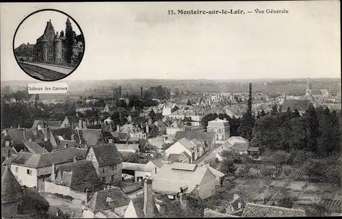 Ak Montoire Loir et Cher, Vue générale, Chateau des Carmes