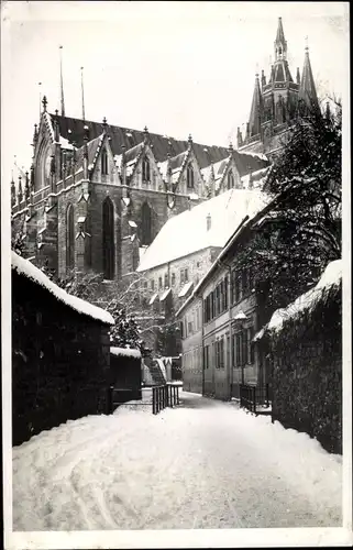 Foto Ak Erfurt, Dom von der Stiftsgasse, Winter